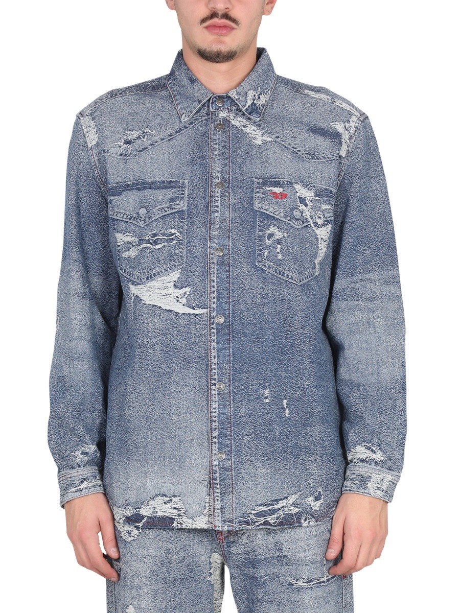 Discover the authentic Diesel men's JEAN SHIRT in Blue