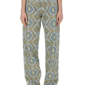 Refresh your wardrobe with the Etro women's JEANS CON STAMPA PAISLEY in DENIM