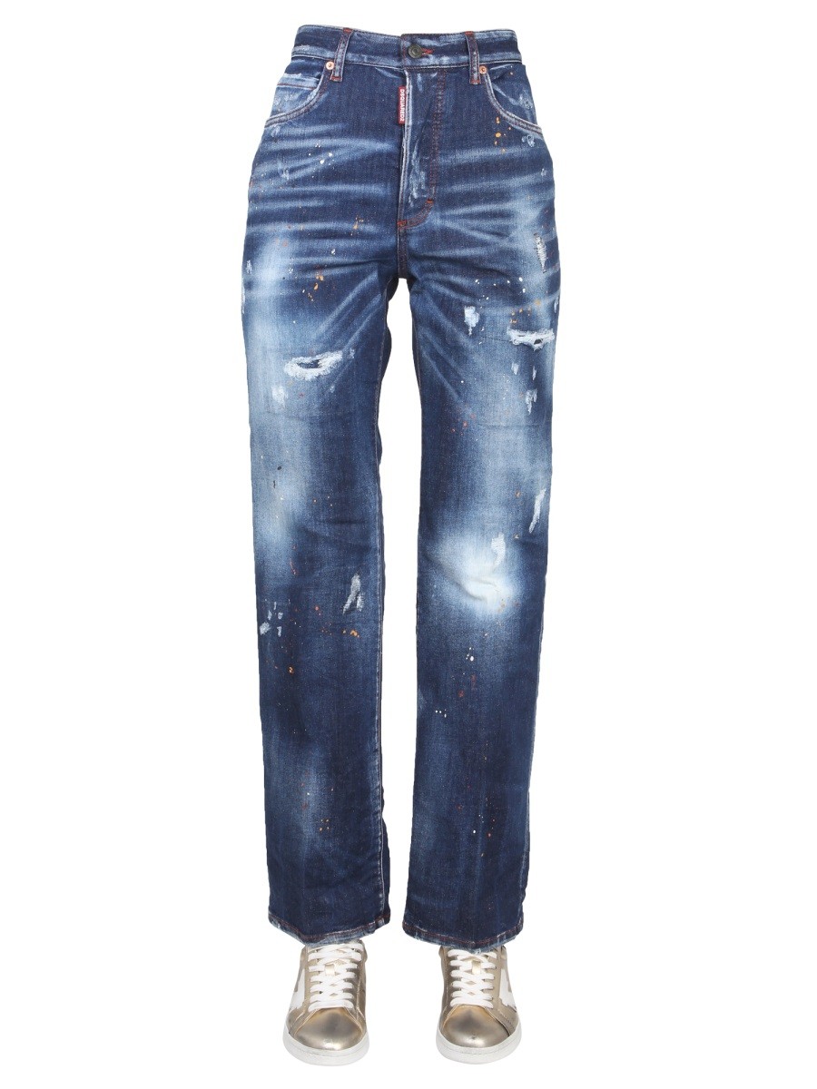 Discover the authentic Dsquared2 women's JEANS ROADIE in Blue