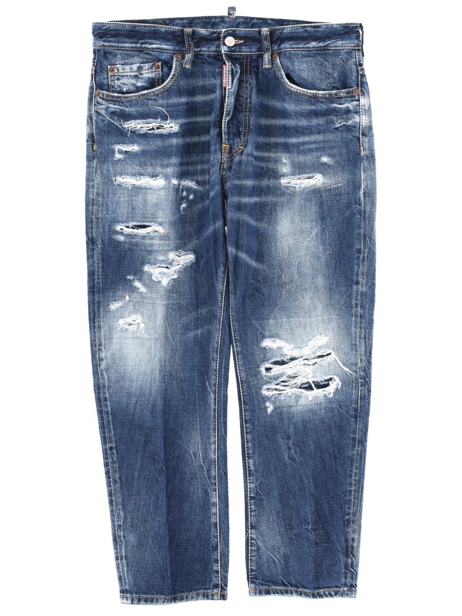 Explore the authentic Dsquared2 men's JEANS WITH "DESTROYED" DETAILS in Blue