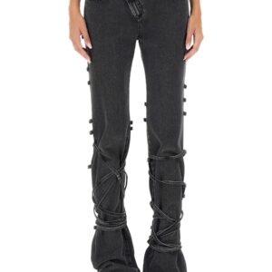 Discover the authentic Alexander Mcqueen women's JEANS WITH KNOTTED DETAIL in Black