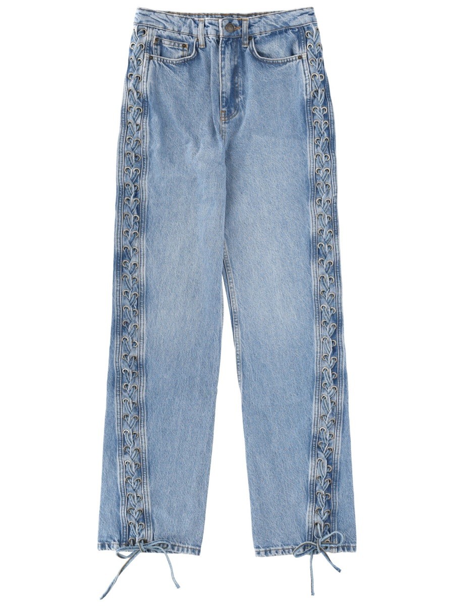 Refresh your wardrobe with the ROTATE women's JEANS WITH LACES in Blue