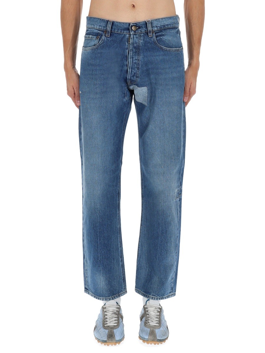 Explore the authentic Maison Margiela men's JEANS WITH SHELTER DETAIL in Blue