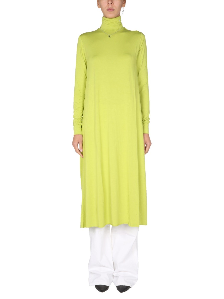Elevate your look with the RAF SIMONS women's JERSEY LONG DRESS in GREEN