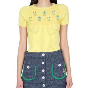 Discover the authentic CORMIO women's JERSEY WITH EMBROIDERY in Yellow