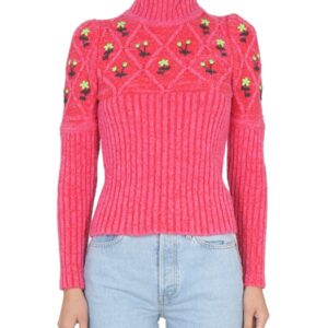 Explore the authentic CORMIO women's JERSEY WITH FLORAL EMBROIDERY in Red
