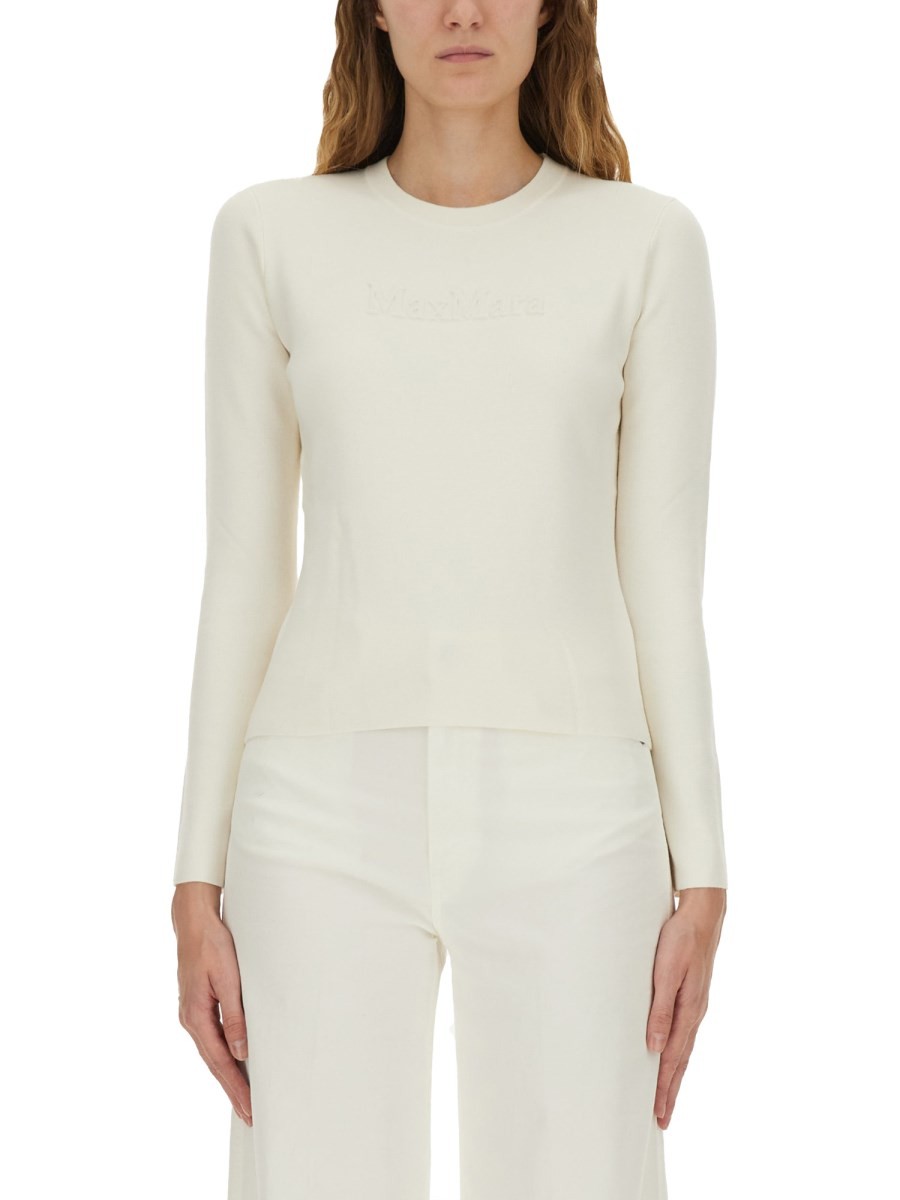 Discover the authentic Max Mara women's JERSEY WITH LOGO in Ivory