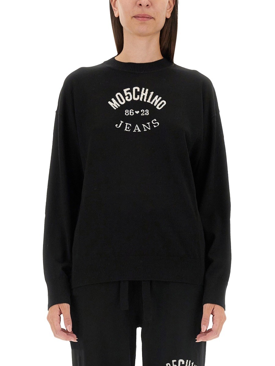 Refresh your wardrobe with the MOSCHINO JEANS women's JERSEY WITH LOGO in Black
