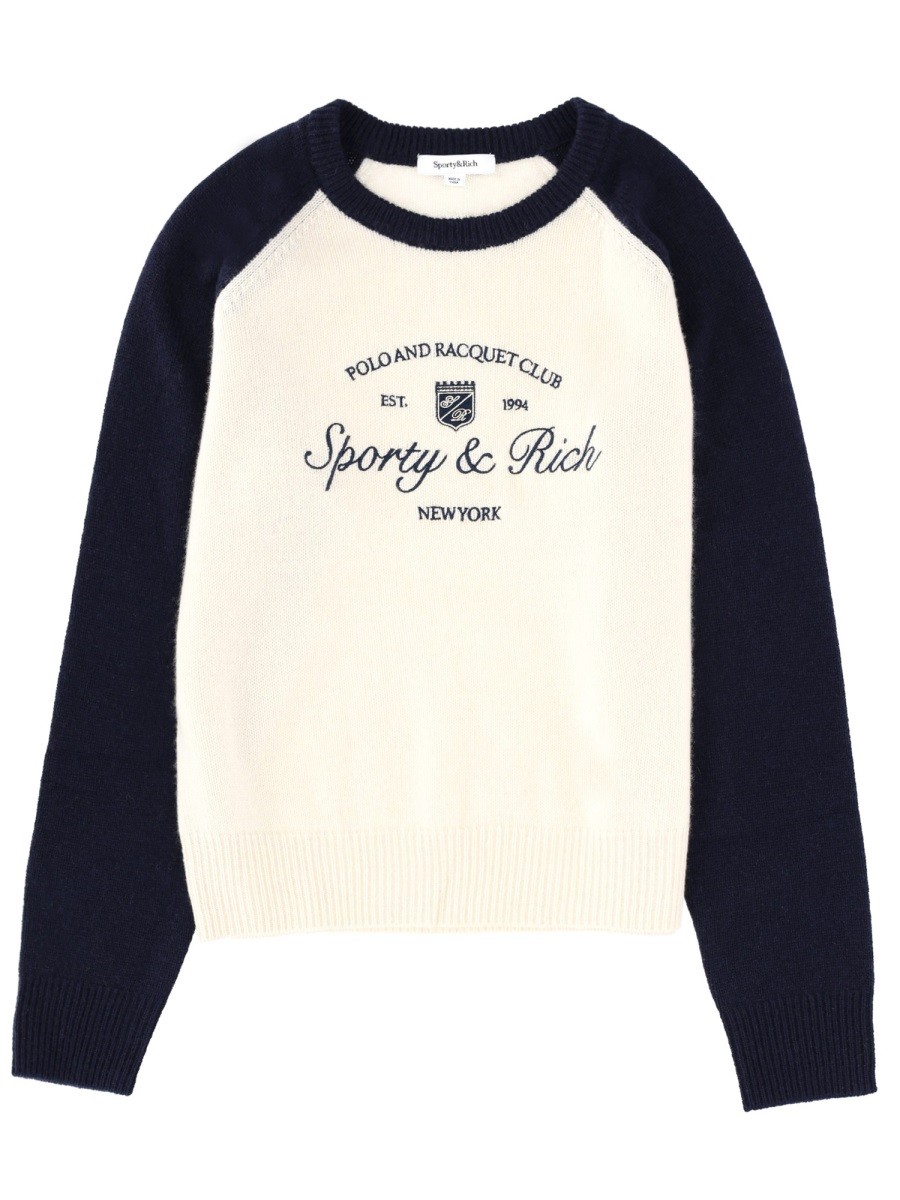 Refresh your wardrobe with the SPORTY&RICH unisex JERSEY WITH LOGO in MULTICOLOUR