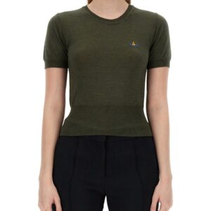 Explore the authentic Vivienne Westwood women's JERSEY WITH LOGO in GREEN