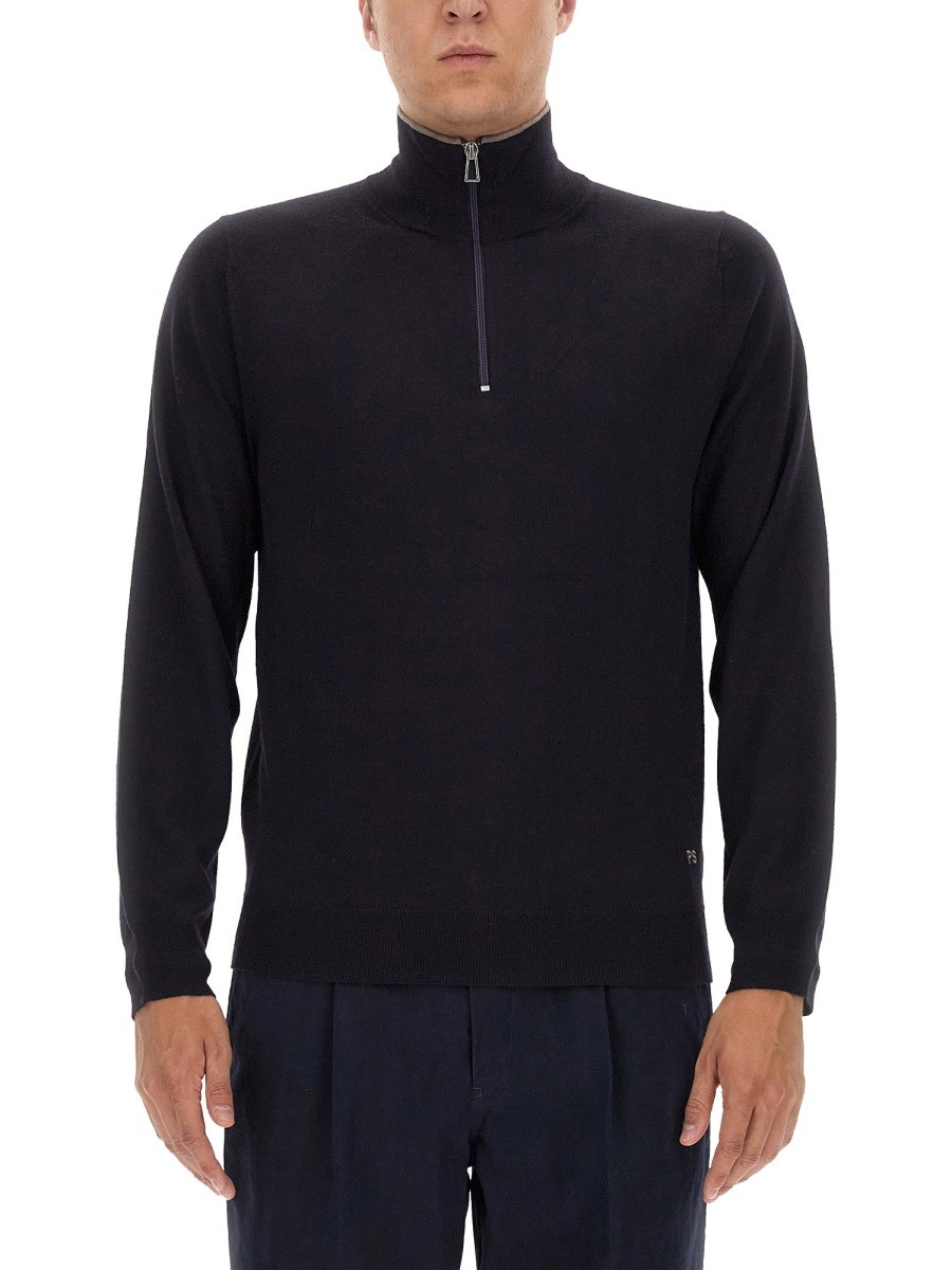 Explore the authentic PS BY PAUL SMITH men's JERSEY WITH LOGO EMBROIDERY in Blue