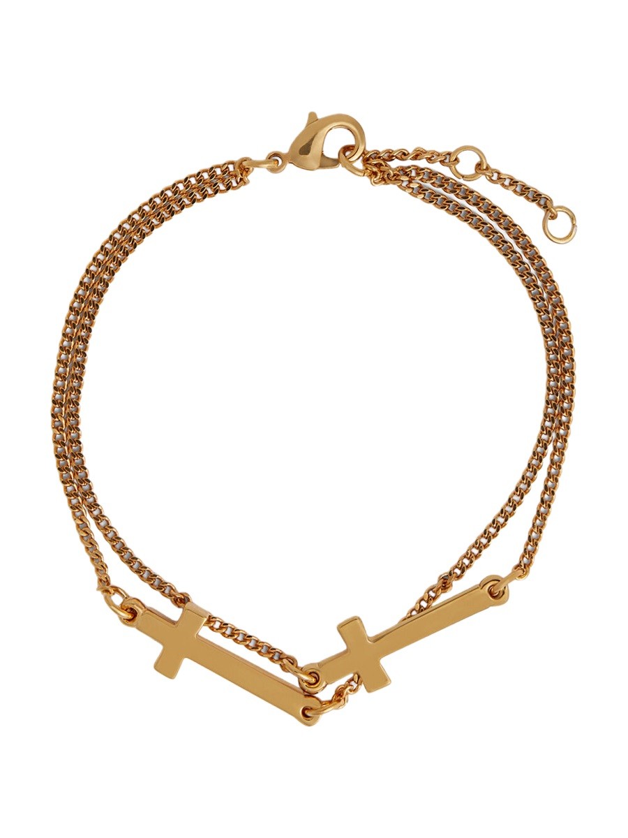 Explore the authentic Dsquared2 men's "JESUS" BRACELET WITH CROSS PENDANT in gold