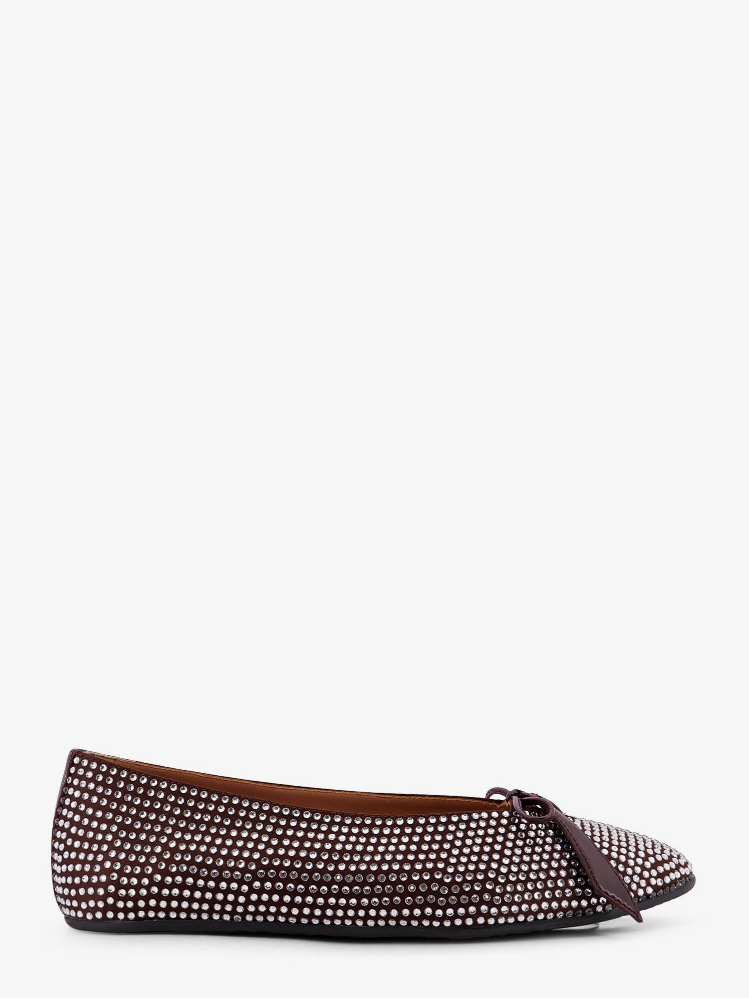 Shop the authentic The Attico women's Kali satin ballerinas with all-over rhinestone detail in DARK BROWN