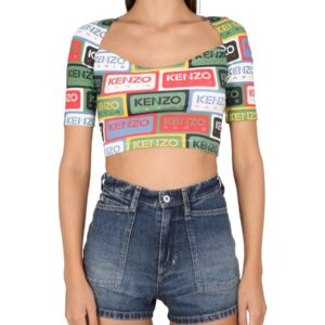 Explore the authentic Kenzo women's KENZO LABELS SHORT TOP in MULTICOLOUR