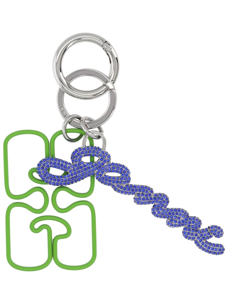 Refresh your wardrobe with the GANNI women's KEYCHAIN WITH LOGO in GREEN