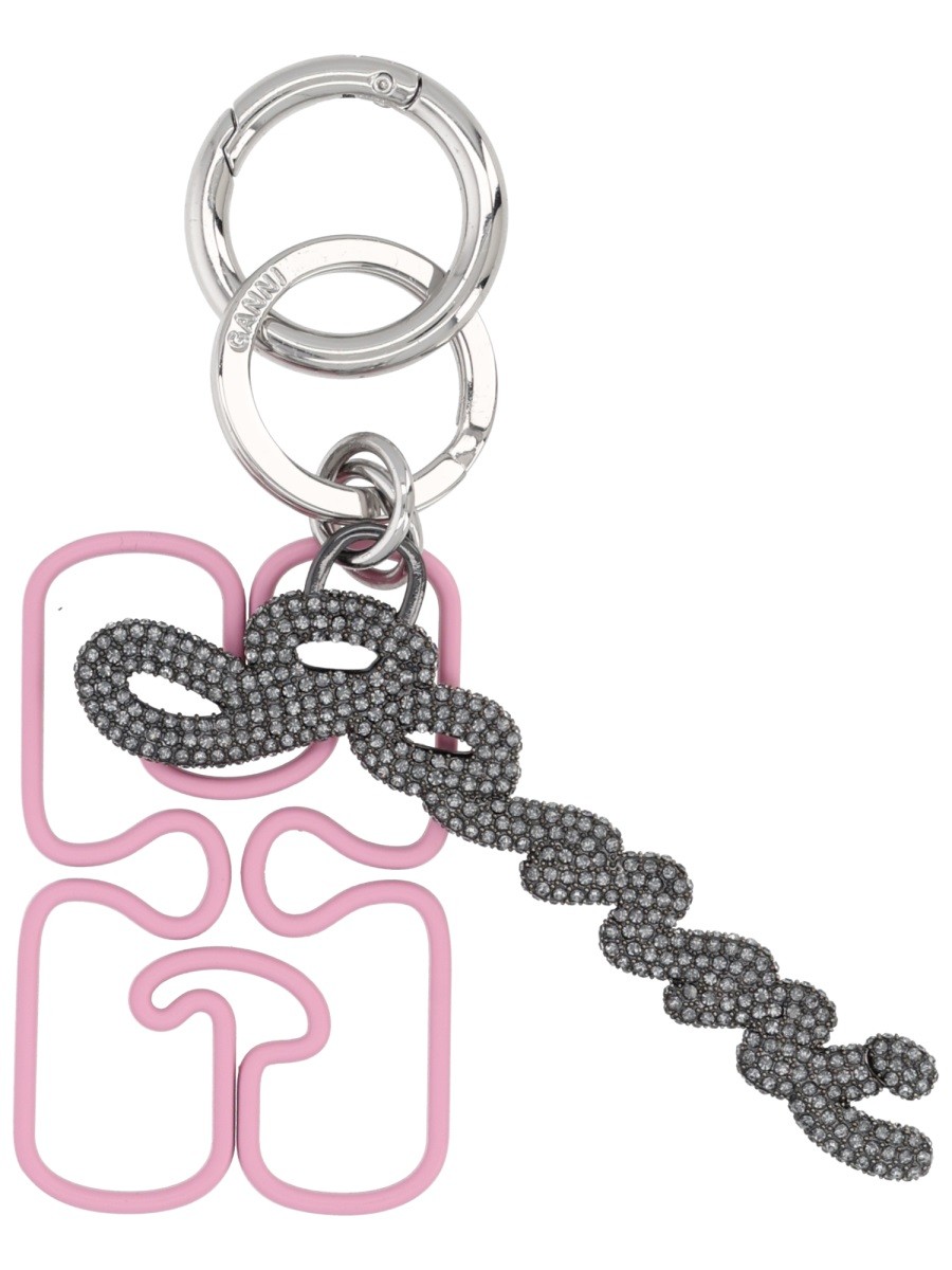 Refresh your wardrobe with the GANNI women's KEYCHAIN WITH LOGO in Grey