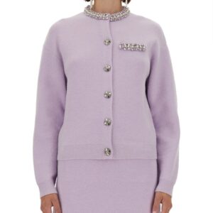 Discover the authentic SELF-PORTRAIT women's KNITTED CARDIGAN WITH CRYSTALS in Lilac