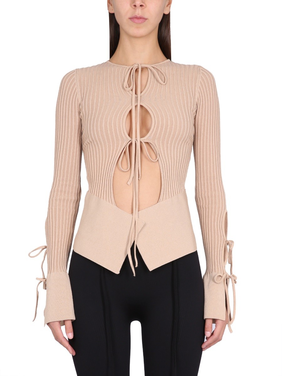 Discover the authentic ANDREADAMO women's KNITTED CARDIGAN in POWDER