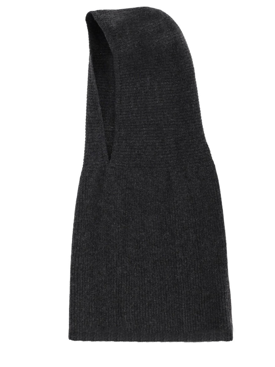 Elevate your look with the ALYSI women's KNITTED HOOD in CHARCOAL
