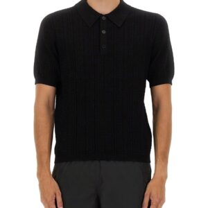 Refresh your wardrobe with the Balmain men's KNITTED POLO. in Black