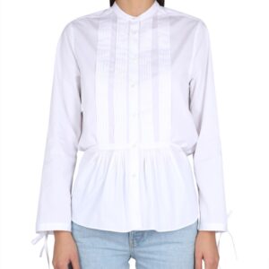 Elevate your look with the ASPESI women's KOREAN COLLAR SHIRT in White
