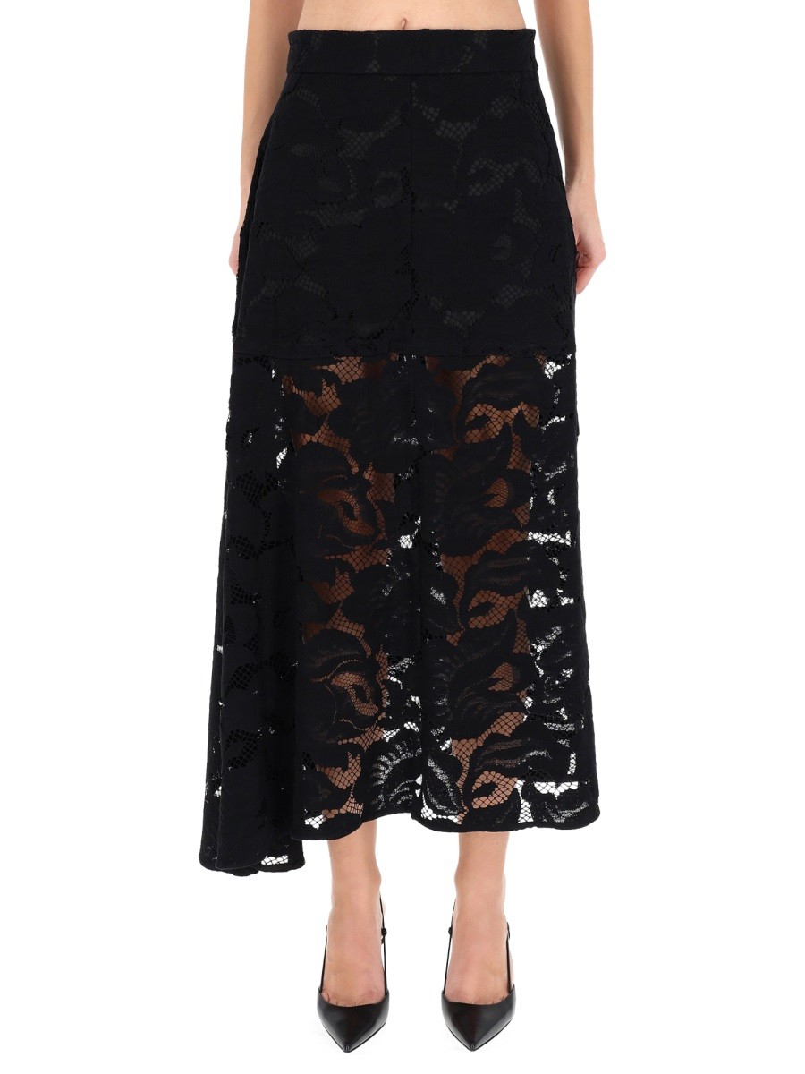 Refresh your wardrobe with the PATOU women's LACE MIDI SKIRT in Black