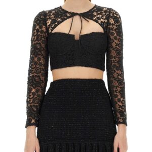 Discover the authentic SELF-PORTRAIT women's LACE TOP in Black