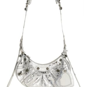 Explore the authentic Balenciaga women's "LE CAGOLE XS" SHOULDER BAG in Silver