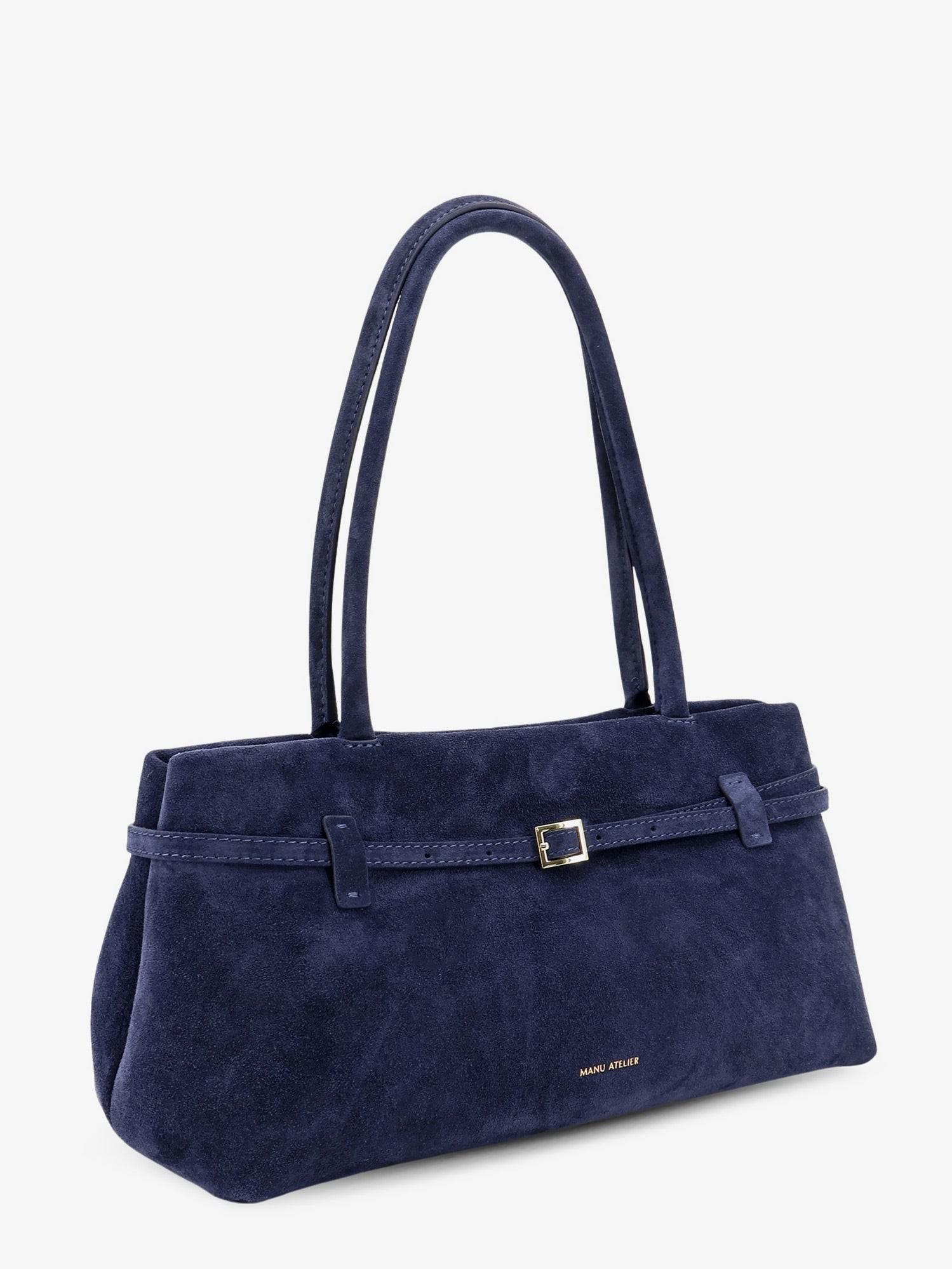 MANU ATELIER – Le Cambon East West suede shoulder bag : Color - Dark navy, Size - UNI - Image 3