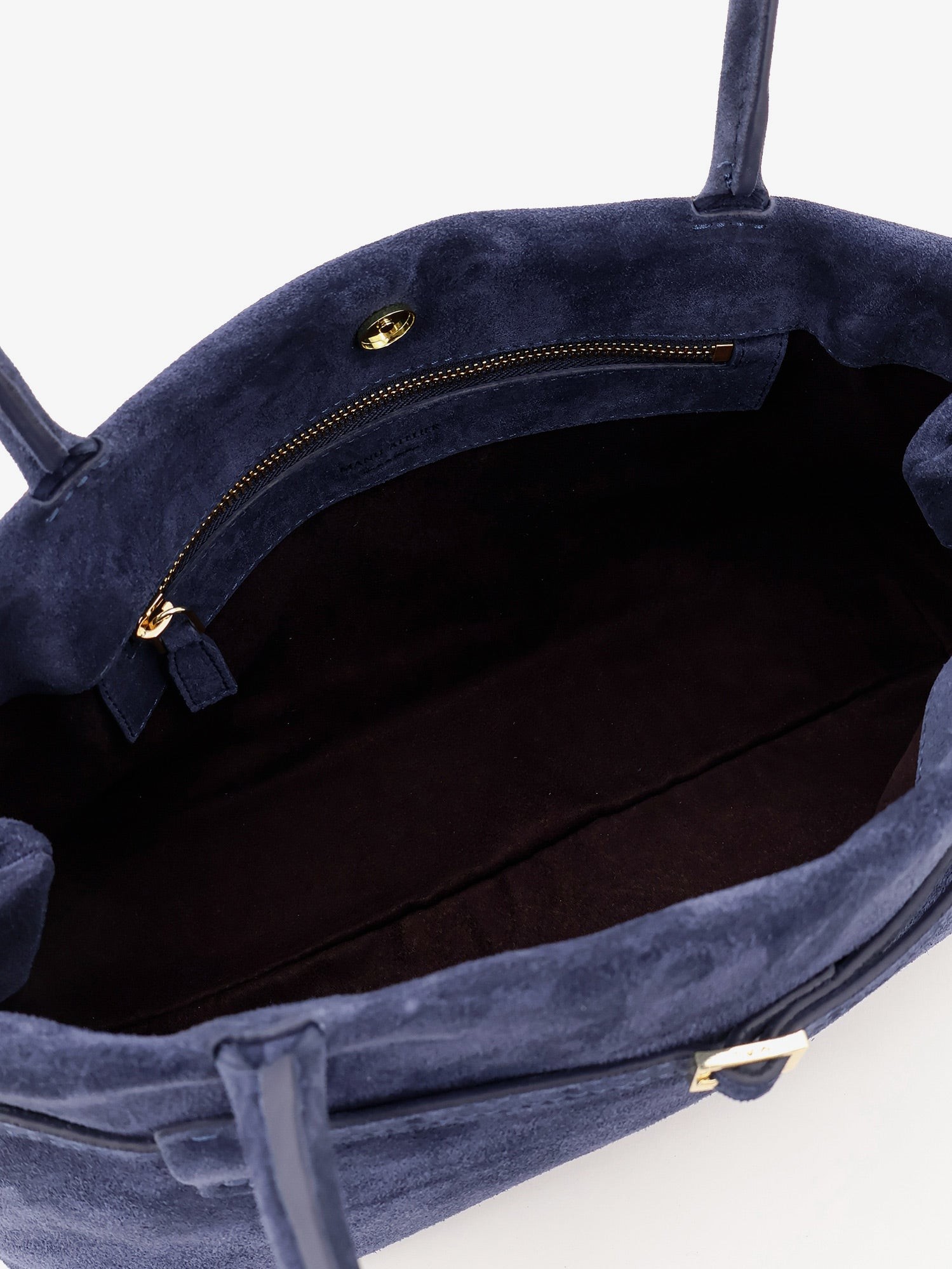 MANU ATELIER – Le Cambon East West suede shoulder bag : Color - Dark navy, Size - UNI - Image 4
