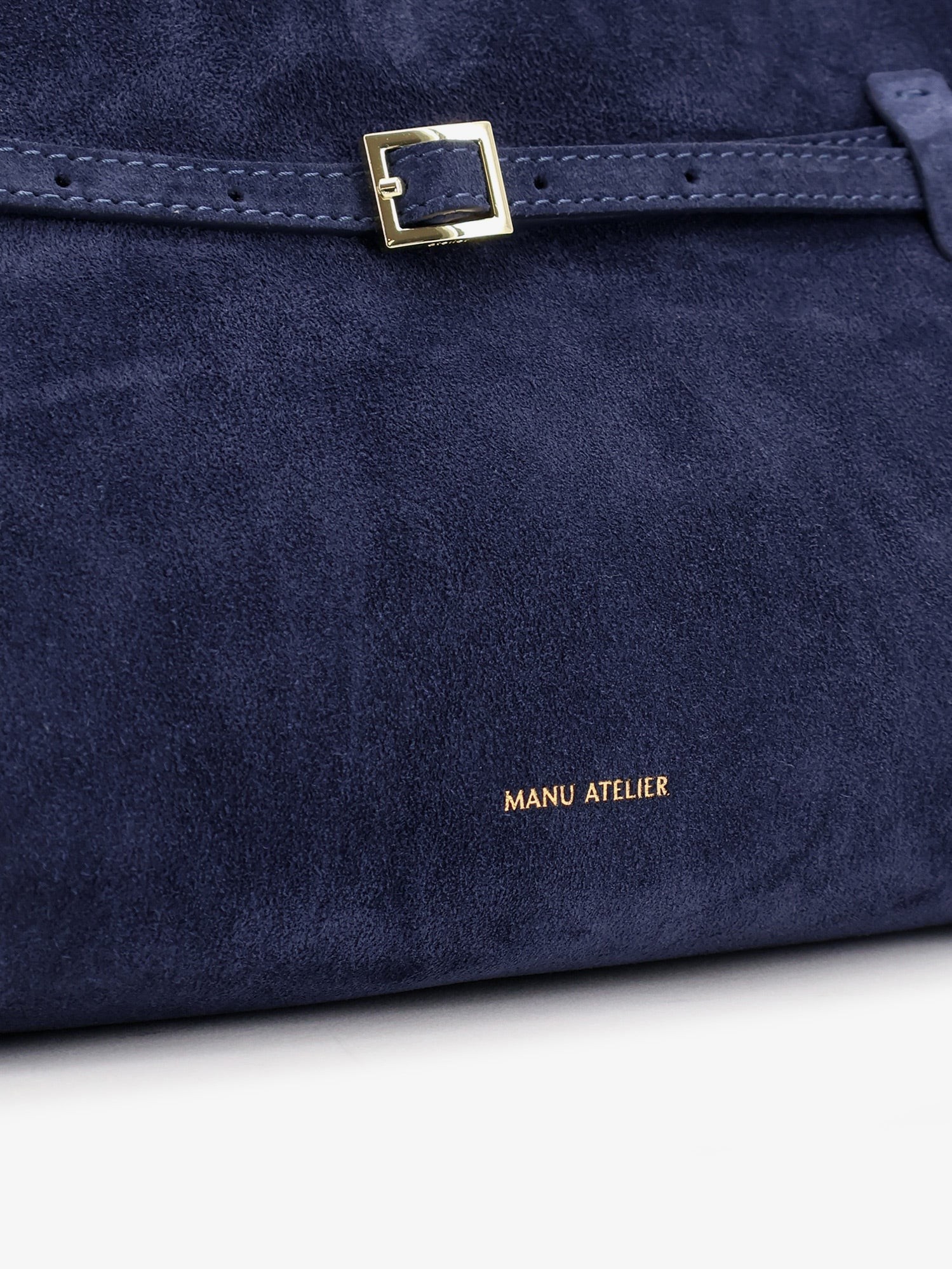 MANU ATELIER – Le Cambon East West suede shoulder bag : Color - Dark navy, Size - UNI - Image 5