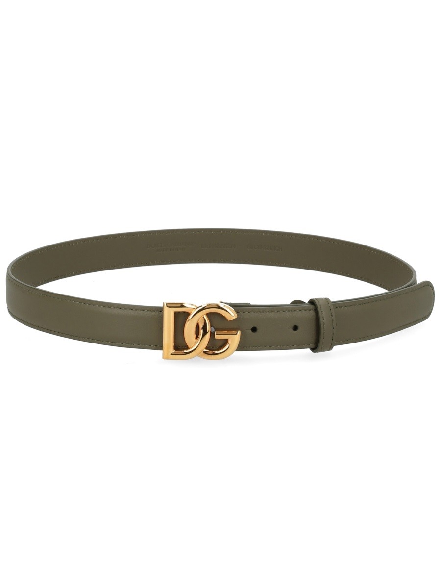 Explore the authentic Dolce & Gabbana women's LEATHER BELT in Military green