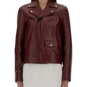 Refresh your wardrobe with the Gucci women's LEATHER BIKER JACKET in Bordeaux