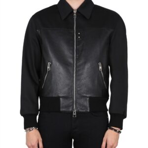 Explore the authentic Alexander Mcqueen men's LEATHER BOMBER JACKET in Black
