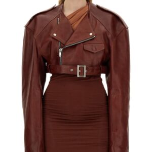 Refresh your wardrobe with the RICK OWENS women's LEATHER JACKET in Bordeaux