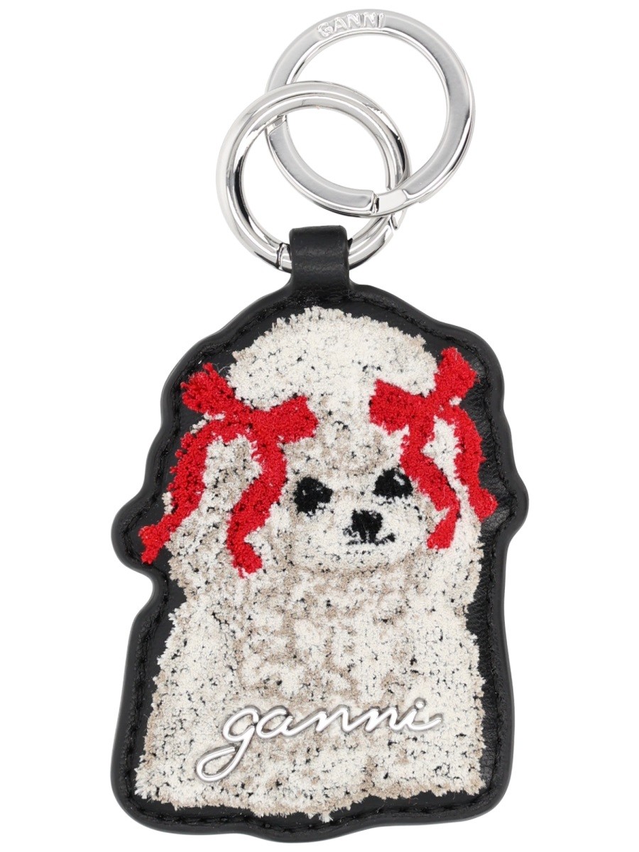 Discover the authentic GANNI women's LEATHER KEYCHAIN in Black