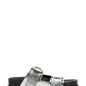Discover the authentic JIL SANDER women's LEATHER SANDAL WITH BUCKLE in Silver