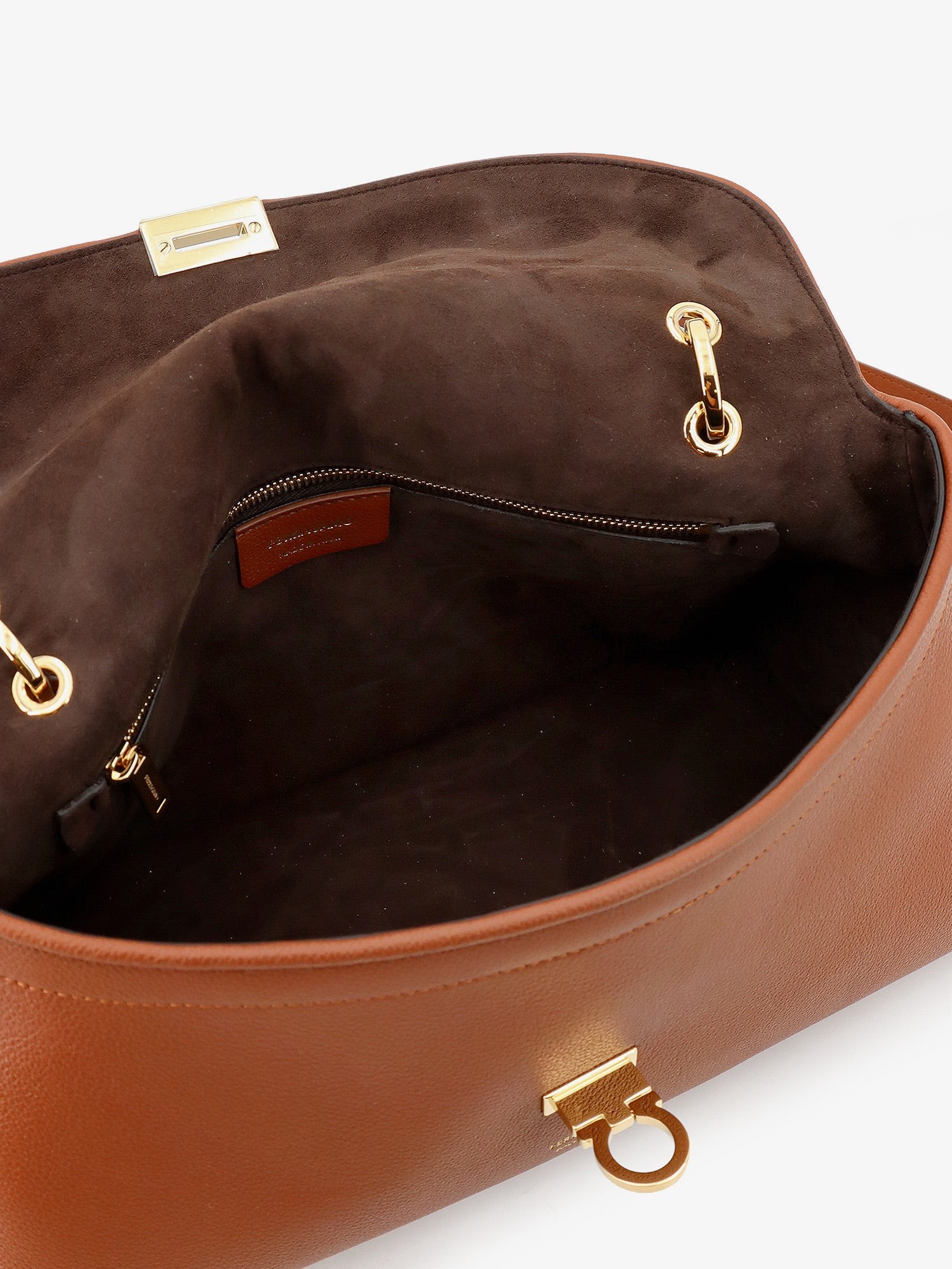 FERRAGAMO – Leather shoulder bag with Gancini detail : Color - Newcognac, Size - UNI - Image 4