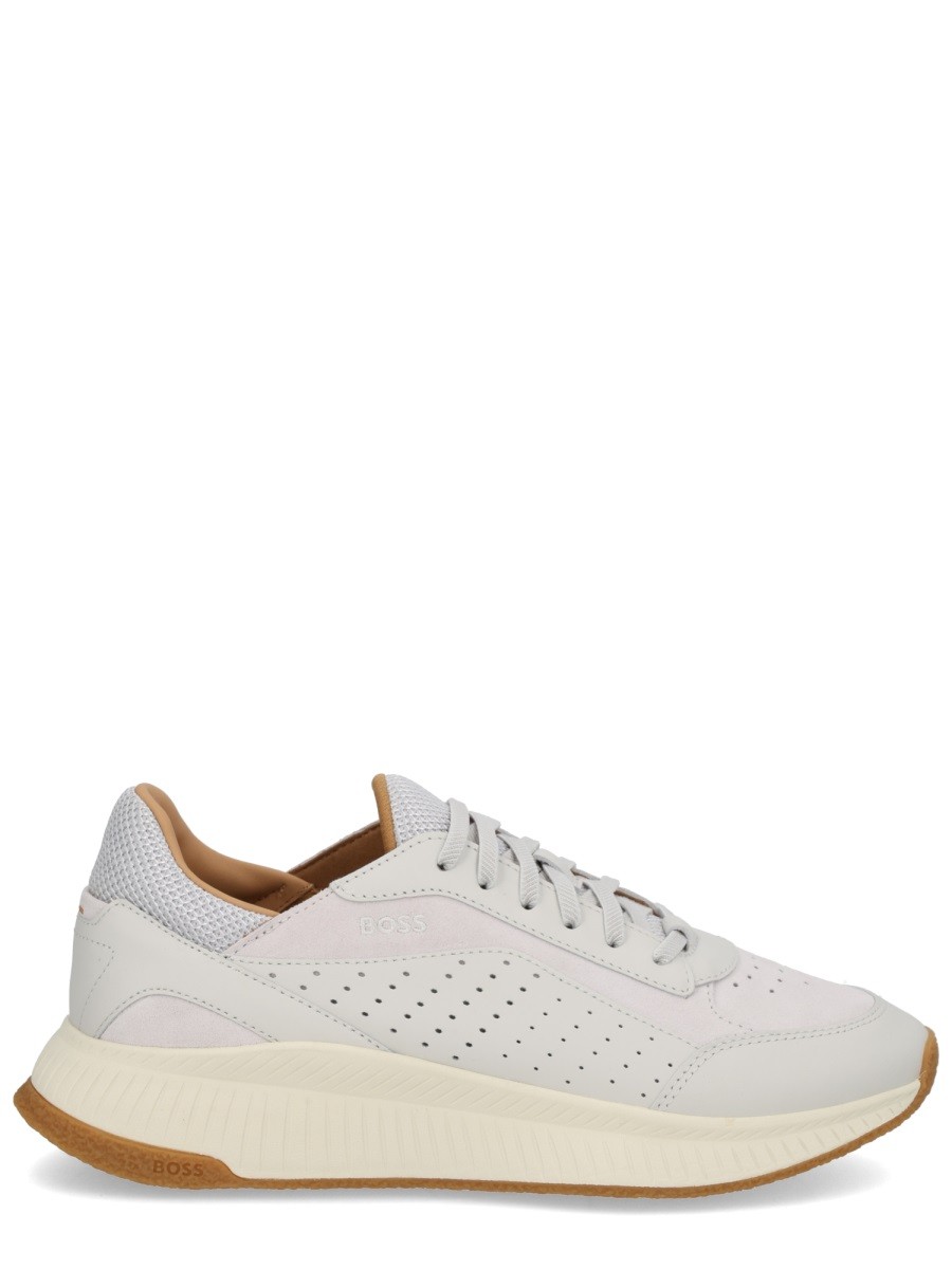 Discover the authentic Boss men's LEATHER SNEAKER in Grey