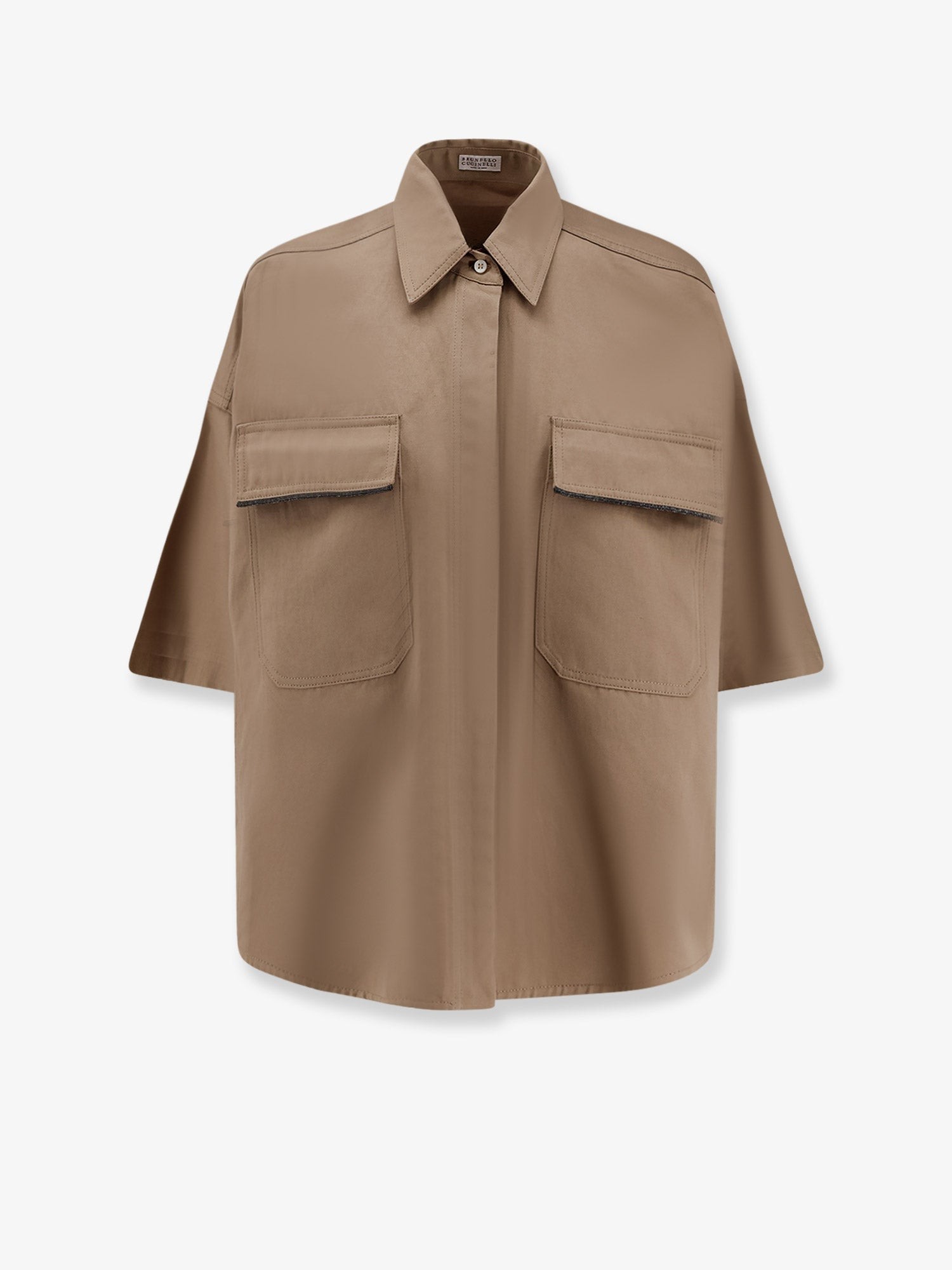 Discover the authentic Brunello Cucinelli women's Linen and cotton blend shirt in Camel
