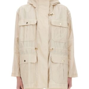 Refresh your wardrobe with the FAY women's LINEN AND COTTON CANVAS PARKA in beige