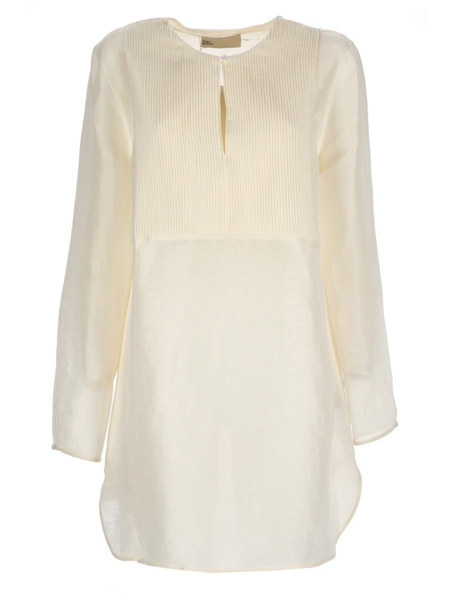 Refresh your wardrobe with the Tory Burch women's LINEN TUNICAS. in Ivory