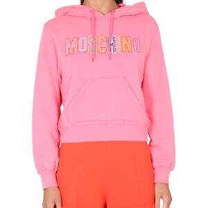 Refresh your wardrobe with the Moschino women's LOGO CROCHET SWEATSHIRT in Pink