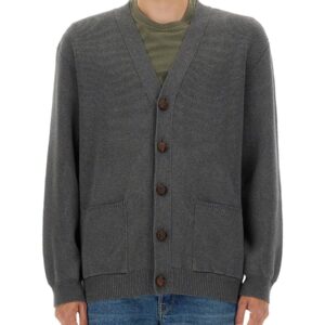 Discover the authentic Golden Goose men's LOGO LAPEL CARDIGAN in Grey