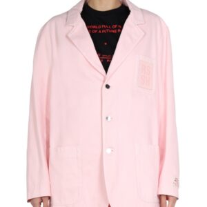 Refresh your wardrobe with the RAF SIMONS women's LOGO PATCH JACKET in Pink