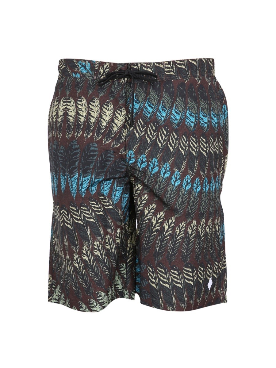 Explore the authentic MARCELO BURLON COUNTY OF MILAN men's LOGO PRINT BOXER SWIMSUIT in Brown