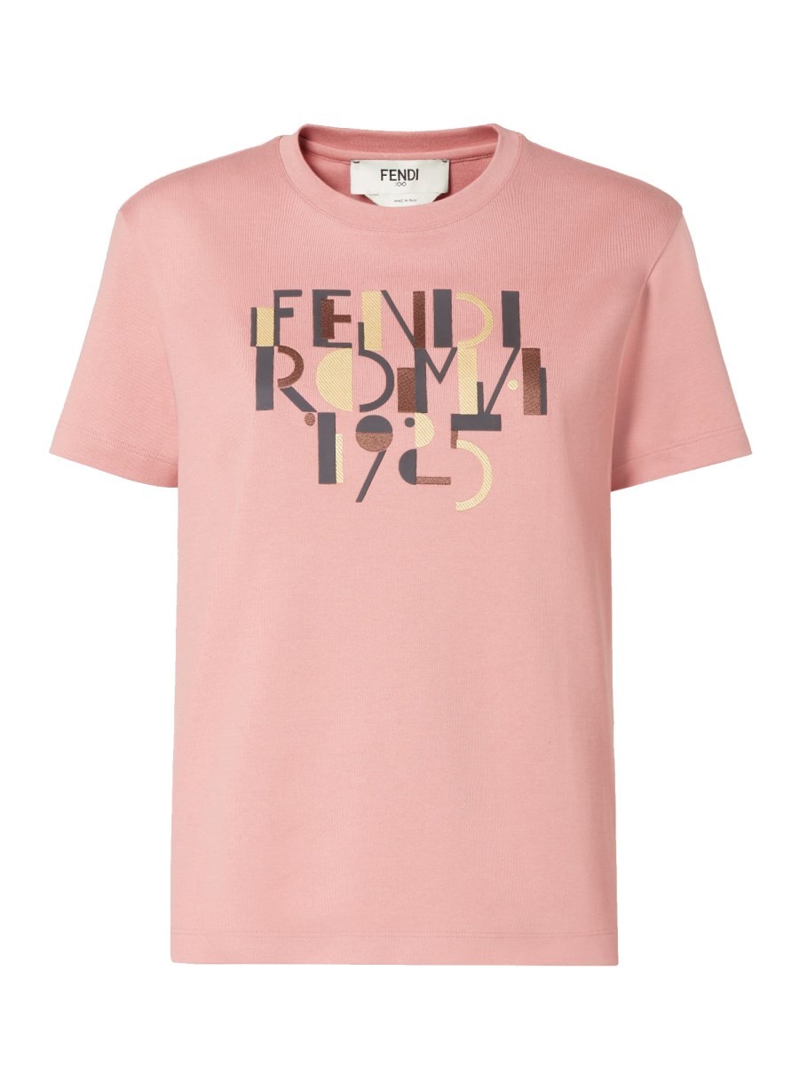 Discover the authentic Fendi women's LOGO PRINT T-SHIRT in Pink