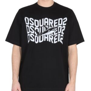 Elevate your look with the Dsquared2 men's LOGO PRINT T-SHIRT in Black