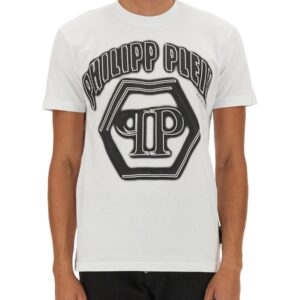 Refresh your wardrobe with the Philipp Plein men's LOGO PRINT T-SHIRT in White