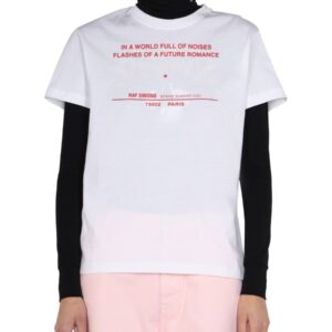 Refresh your wardrobe with the RAF SIMONS women's LOGO PRINT T-SHIRT in White